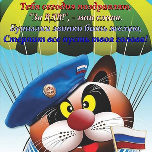 картинка кот поздравляет с днем вдв